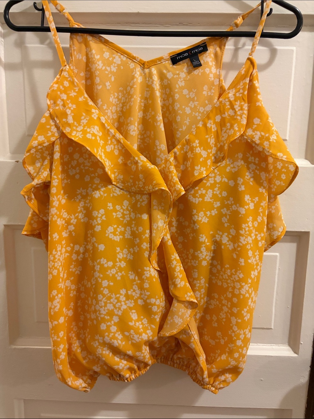 Moa Moa Yellow White Floral Ruffle Camisole